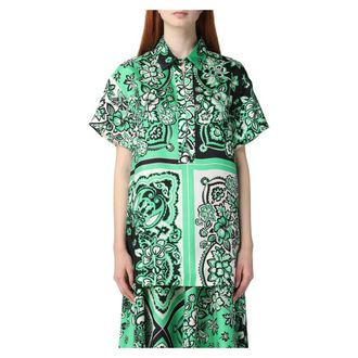 Red Valentino Shirts, female, Green, M, Bandana Print Blouse for Women