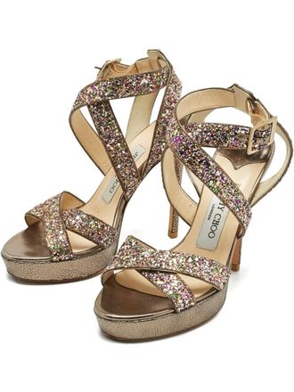Jimmy Choo London glitter platform sandals - Brown