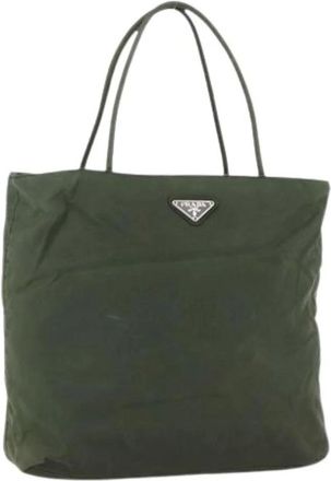 Prada Pre-owned Tote Bags, female, Green, Size: ONE SIZE Pre-owned Nylon Tote Bag