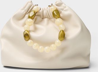 Simons Womens Marbled bead handle faux-leather evening bag