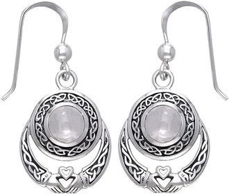 Generic Natural Moonstone Sterling Silver Celtic Knot Dangle Hook Earrings for Women Practical and Attractive