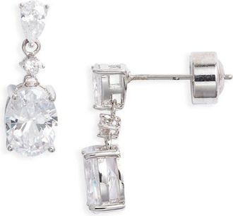 Nordstrom Cubic Zirconia Drop Earrings in Clear- Silver at Nordstrom