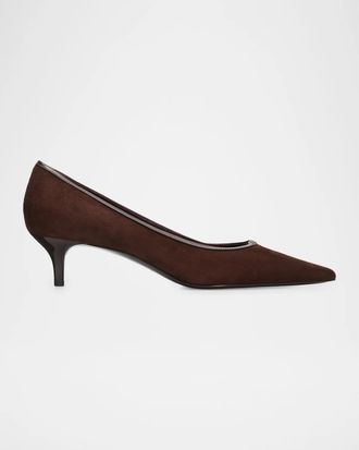 Tory Burch 45mm Double T Buckle Suede Pumps