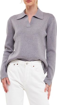 English Factory Polo Collar Sweater in Grey at Nordstrom, Size Small