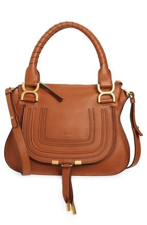 Chlo&eacute; Small Marcie Leather Satchel in Tan at Nordstrom