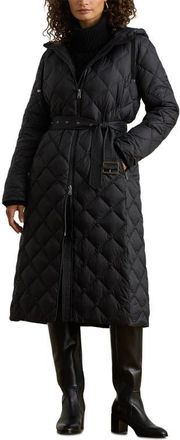 Lauren Ralph Lauren Belted Quilted Coat in Black at Nordstrom, Size X-Large