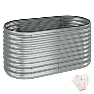 TecTake Huerto urbano elevado, acero galvanizado, resistente, plateado