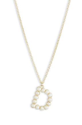 Meshmerise Imitation Pearl Initial Pendant Necklace in Yellow-D at Nordstrom Rack