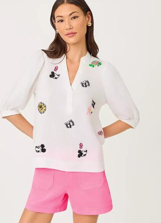 Lilly Pulitzer Mialeigh Embroidered Linen Top