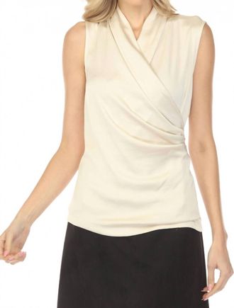 Joseph Ribkoff Wrap Neck Sleeveless Top In Birch