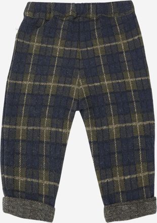 1+ in the family Check Pattern Cotton-Blend Trousers - Navy
