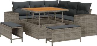 vidaXL Vidaxl - Garden Sofa Set Height-Adjustable 8 pcs Grey Poly Rattan