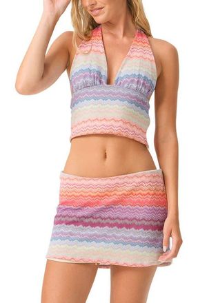 PQ Swim Sienna Metallic Halter Crop Cover-Up Top in Sunkissed at Nordstrom, Size X-Small