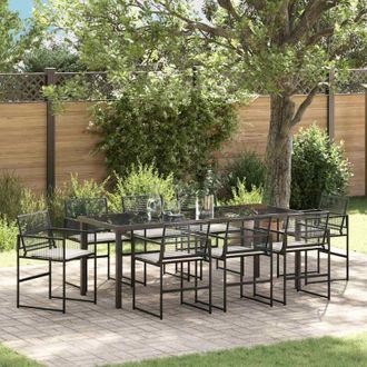 vidaXL Conjunto De Comedor De Jard&iacute;n 9 Pcs Negro Rat&aacute;n Sint&eacute;tico Vidaxl