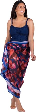 Seaspray Womens Sakura Floral Oversized Pareo Swimsuit/Swimwear Beach Dress (One Size, Blue)