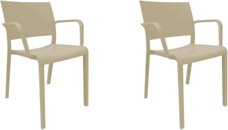 Resol Sillas Con Brazos New Fiona Resol Pl&aacute;stico Beige (pack De 2)