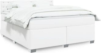 vidaXL Vidaxl - Cama Box Spring Con Colch&oacute;n Cuero Sint&eacute;tico Blanco 180x200 Cm