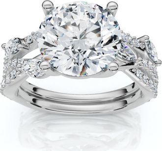 Pompeii3 Certified 3 5/8Ct Diamond Engagement Wedding Ring Set 14k Gold Lab Grown