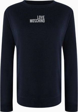 Love Moschino Mens Love Moschino Navy Blue Long Sleeve T-Shirt Small White Logo - Black - Size: 40