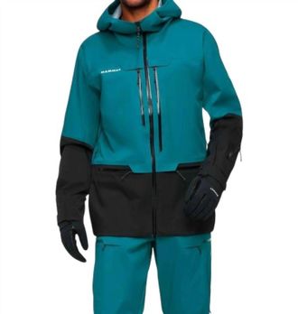 Mammut MenS Waterproof Rain Jacket In Teal Black