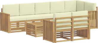 vidaXL Conjunto De Sof&aacute;s De Exterior 9 Uds. Blanco Y Crema Poli&eacute;ster Vidaxl
