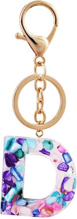 ACVIP Women Girls Initial Letter Keychains Acrylic Alphabet Pendant Keyring for Purse Handbag Charm (D)