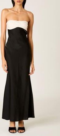 Nia Sunset Strapless Satin Cocktail Dress in Black at Nordstrom Rack, Size X-Large