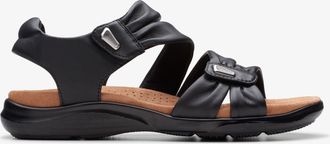 Clarks Kitly Ave Zwarte Leren Sandalen