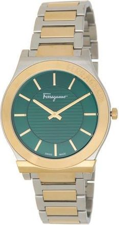 Ferragamo Gancini Two-Tone Bracelet Watch, 44mm in Green/Two Tone at Nordstrom Rack