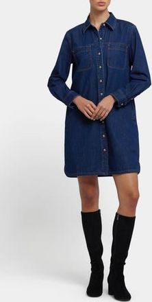 NYDJ Reese Long Sleeve Denim Shirtdress in Dark Indigo at Nordstrom Rack, Size Xx-Small