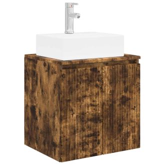 vidaXL Vanidad Con Lavabo De Pared Roble Ahumado 49,5 X 41 X 62,5 Cm Vidaxl