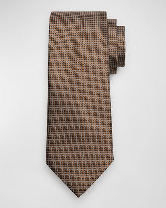 Ermenegildo Zegna Mens Micro-Square Silk Tie