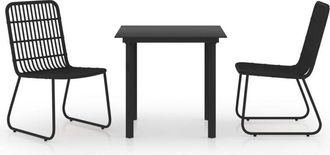 vidaXL Vidaxl - Juego De Comedor Para Jard&iacute;n 3 Piezas Rat&aacute;n Sint&eacute;tico Y Vidrio