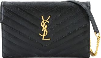 Saint Laurent Black Leather Chain/Shoulder Wallet (Pre-Owned)