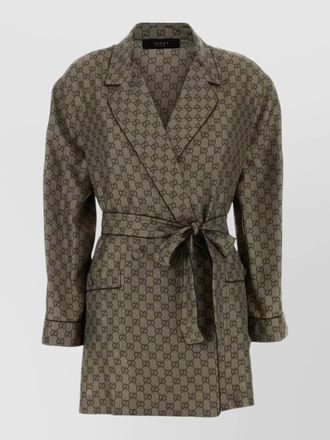 Gucci longline top belted waist notched lapels