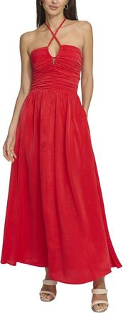 DKNY Dkny Satin Ruch Front Midi Dress
