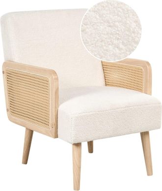 Beliani Sill&oacute;n Boucl&eacute; Blanco crema