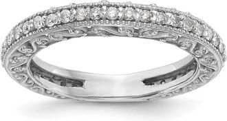 Diamond2Deal 14k White Gold Lab Grown Diamond Wedding Band Ring 1/2Ct Clarity- VS Color- D-E