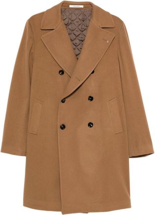 Tagliatore Long Coat In Virgin Wool And Cashmere Blend