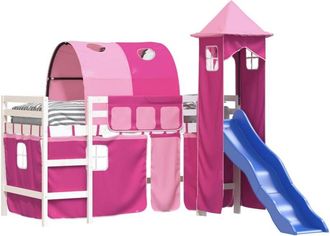 vidaXL Vidaxl - Cama alta para niños con torre madera pino rosa 80x200 cm