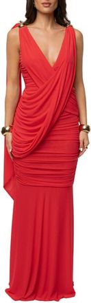JLUXLABEL Anastassia Gold Accent Dress in Hot Coral at Nordstrom, Size Small