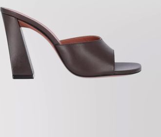 Amina Muaddi heel block sandals open square toe