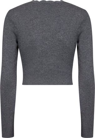 Self Portrait Womens Knit Cardigan With Floral Lace Embroidery Grey Wool Cardigans Sweater