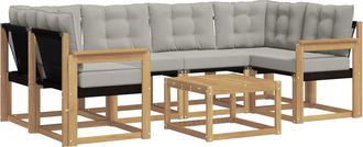 vidaXL Conjunto De Sof&aacute;s De Exterior 7 Uds. Blanco Y Gris Claro Vidaxl