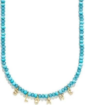 BaubleBar Beaded Custom Letter Necklace in Turquoise at Nordstrom