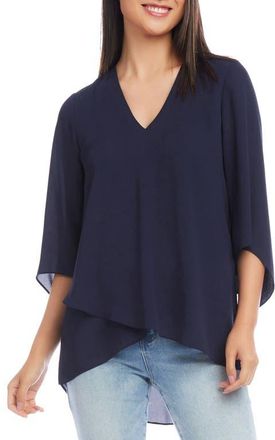 Karen Kane Asymmetrical Crepe Top in Navy at Nordstrom, Size X-Small