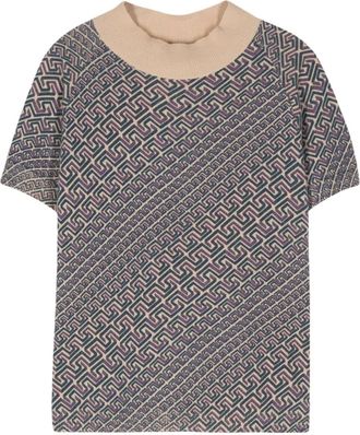 Versace 2000s Greca-print jumper - women - Wool/Polyamide - S - Neutrals