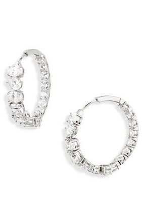 Nadri Rockstars Cubic Zirconia Hoop Earrings in Rhodium at Nordstrom Rack