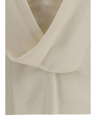 Brunello Cucinelli Womens Twill Top Viscose-Linen Cream Tops