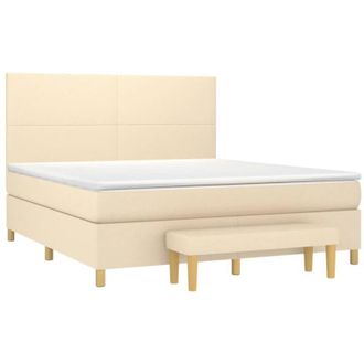vidaXL Vidaxl - Cama Box Spring Con Colch&oacute;n Tela Color Crema 180x200 Cm